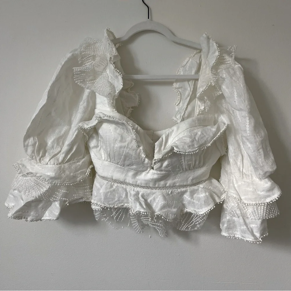 ACLER Basque Ruffle Top - Ivory - Picture 2 of 12